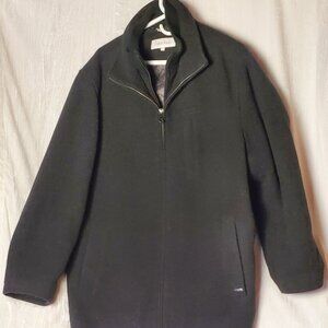 Calvin Klein Mens Classic fit Overcoat Coat Large Black Wool Poly Solid
